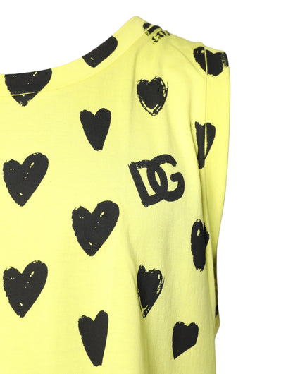 T-shirt à manches courtes en coton jaune avec logo DG Heart de Dolce & Gabbana
