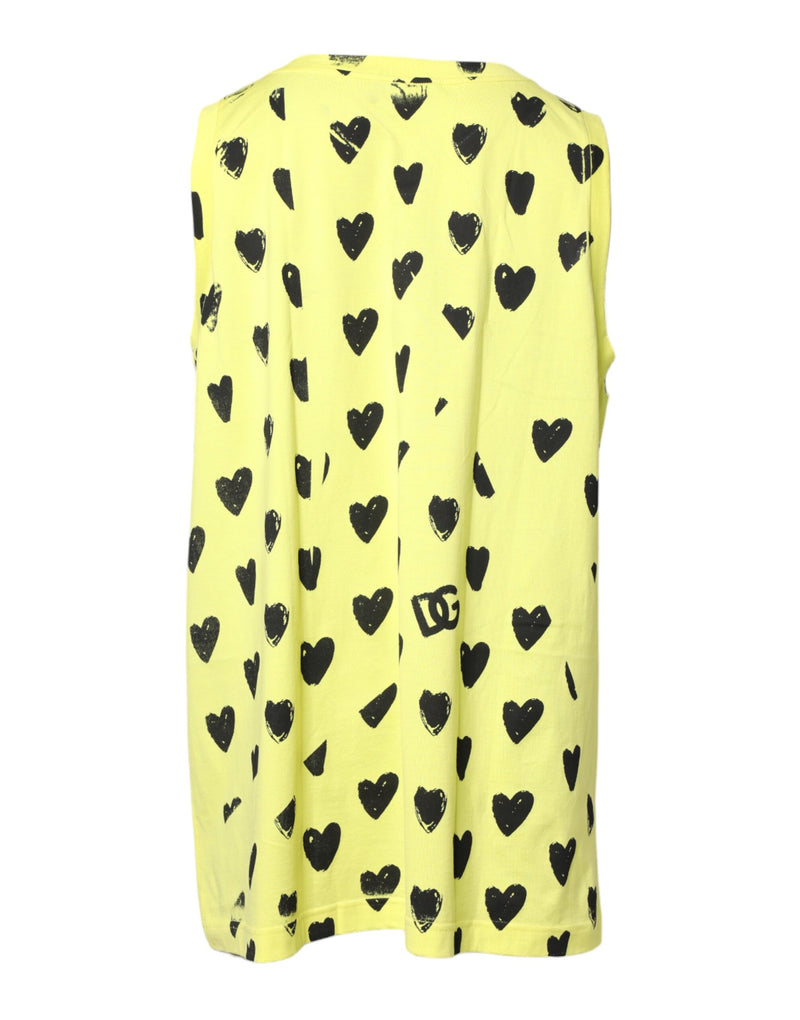 T-shirt à manches courtes en coton jaune avec logo DG Heart de Dolce &amp; Gabbana