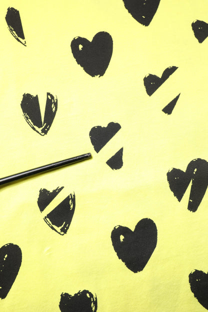 T-shirt à manches courtes en coton jaune avec logo DG Heart de Dolce & Gabbana