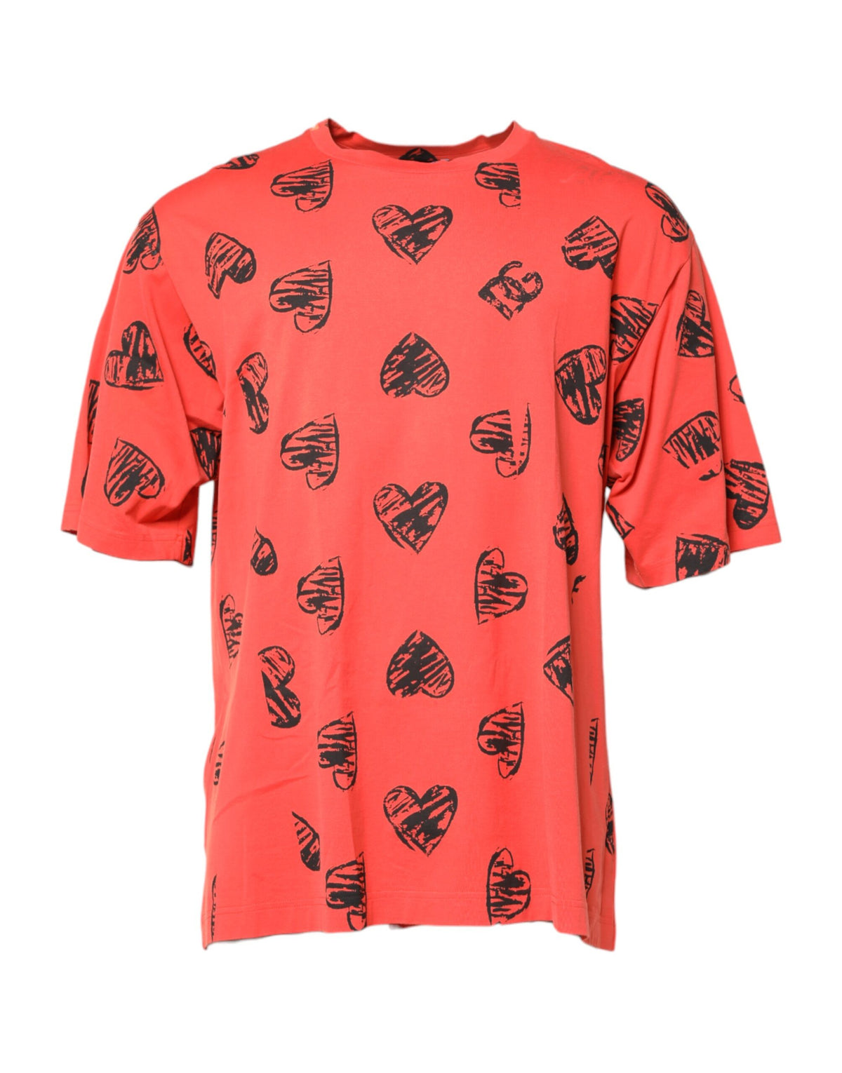 T-shirt à manches courtes en coton rouge avec logo DG Heart de Dolce &amp; Gabbana