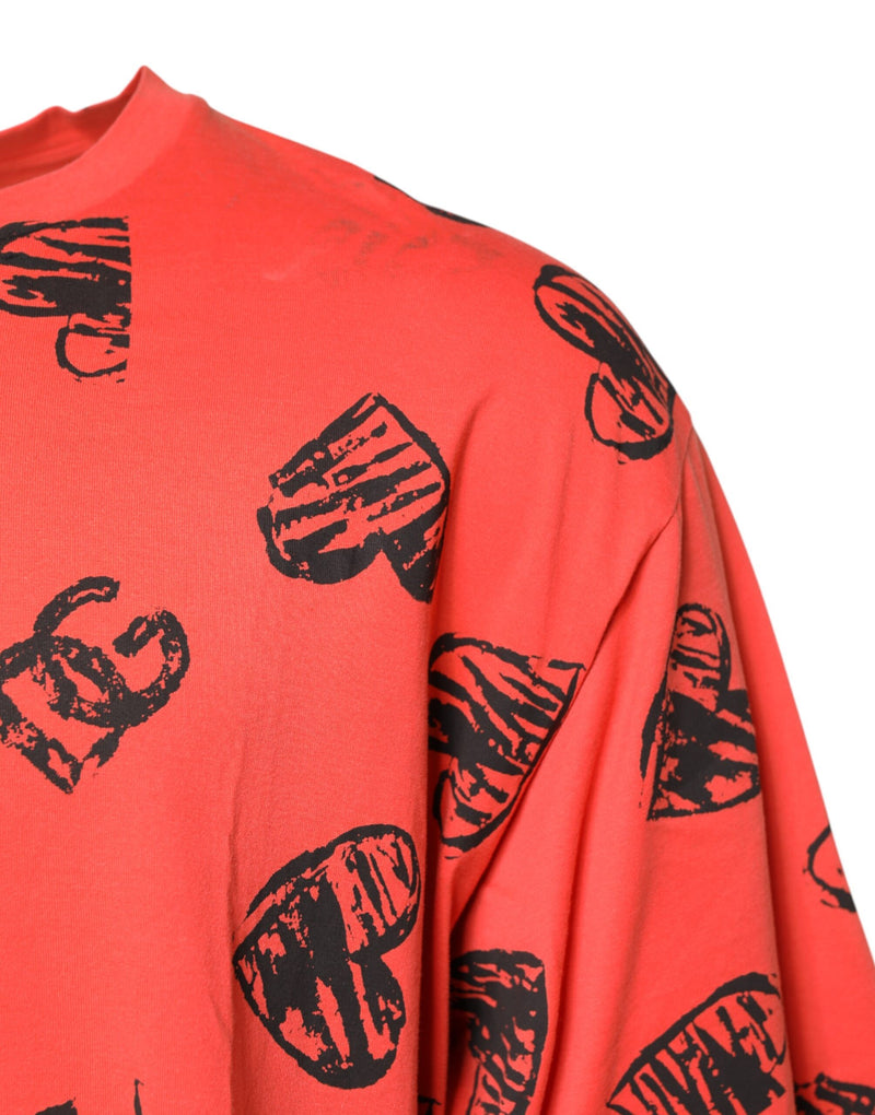 Dolce &amp; Gabbana rood katoenen T-shirt met korte mouwen en DG-hartlogo