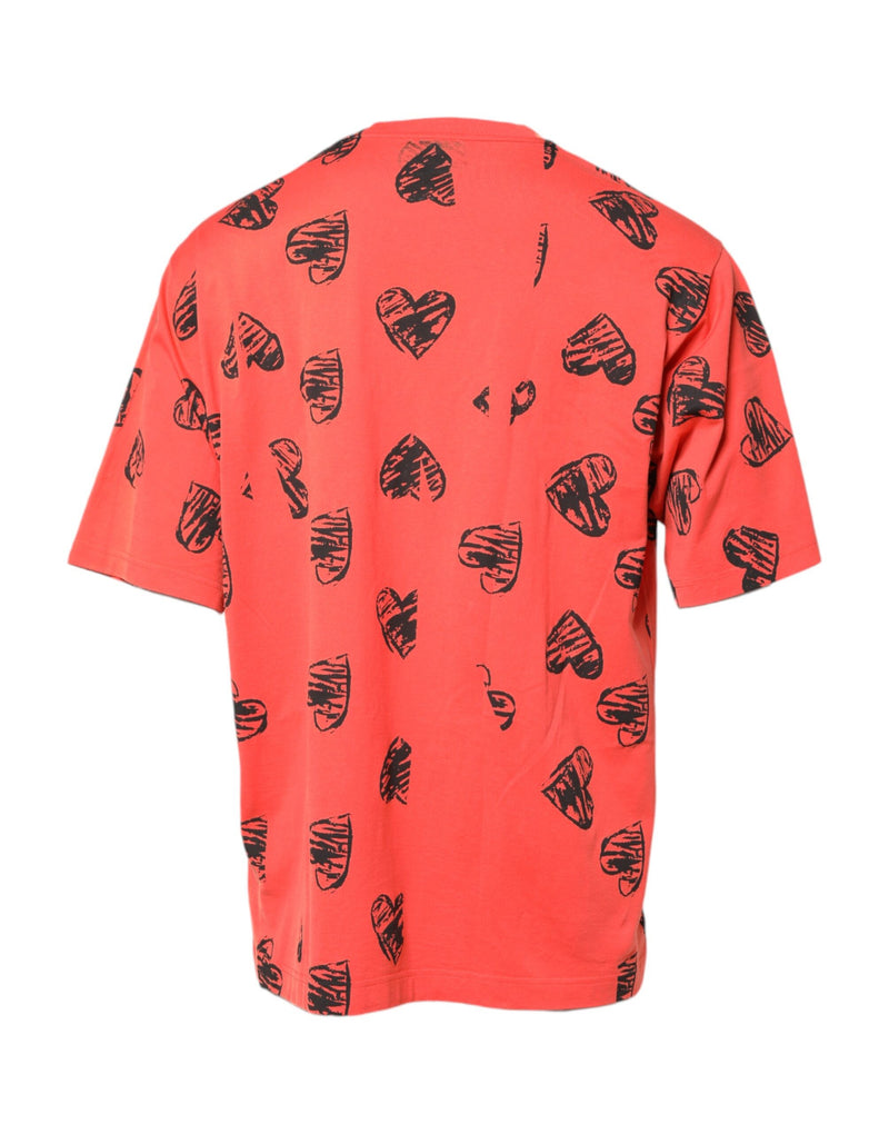 Dolce &amp; Gabbana rood katoenen T-shirt met korte mouwen en DG-hartlogo