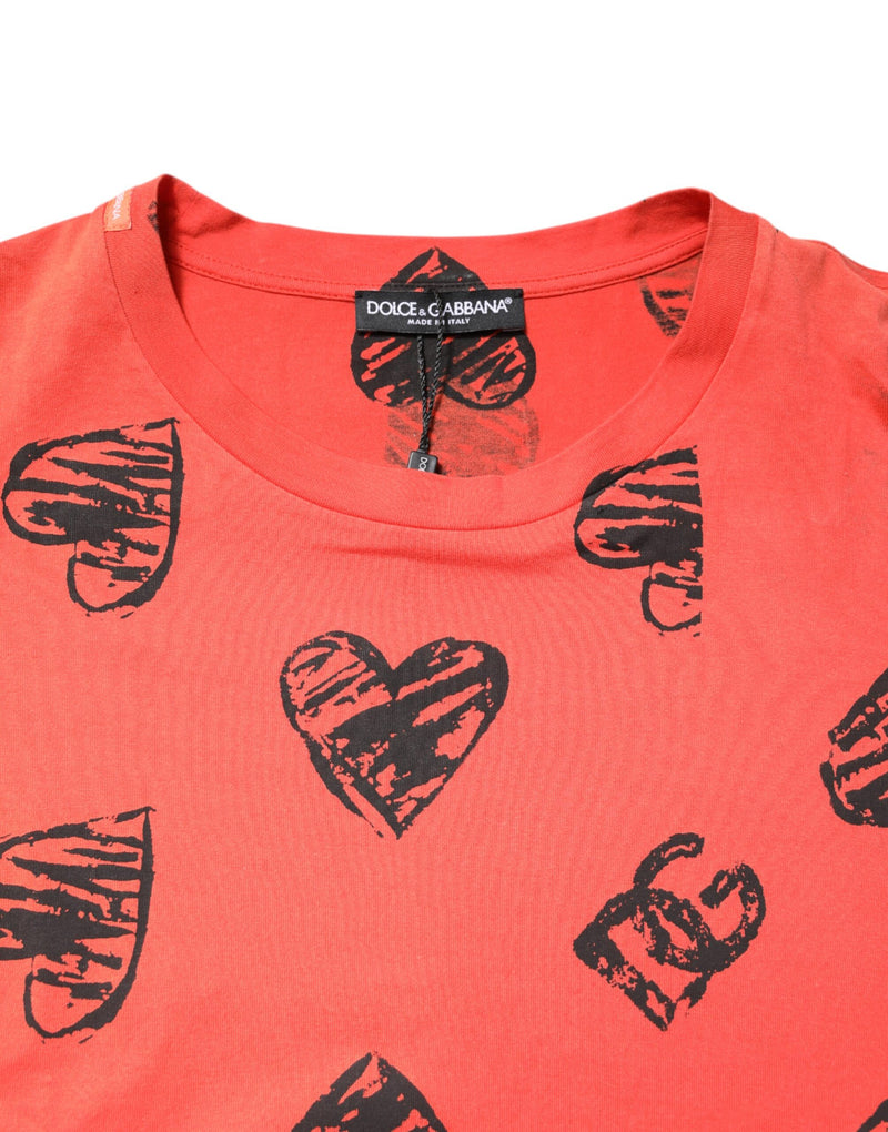 Dolce &amp; Gabbana rood katoenen T-shirt met korte mouwen en DG-hartlogo