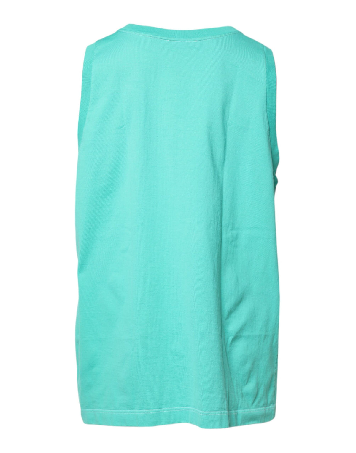T-shirt vert à col rond et sans manches avec logo de Dolce &amp; Gabbana