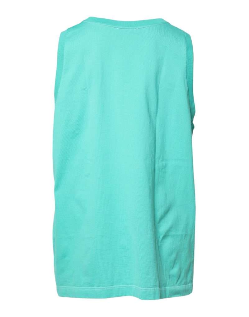 Dolce &amp; Gabbana Groen Mouwloos T-shirt met Logo en Ronde Hals