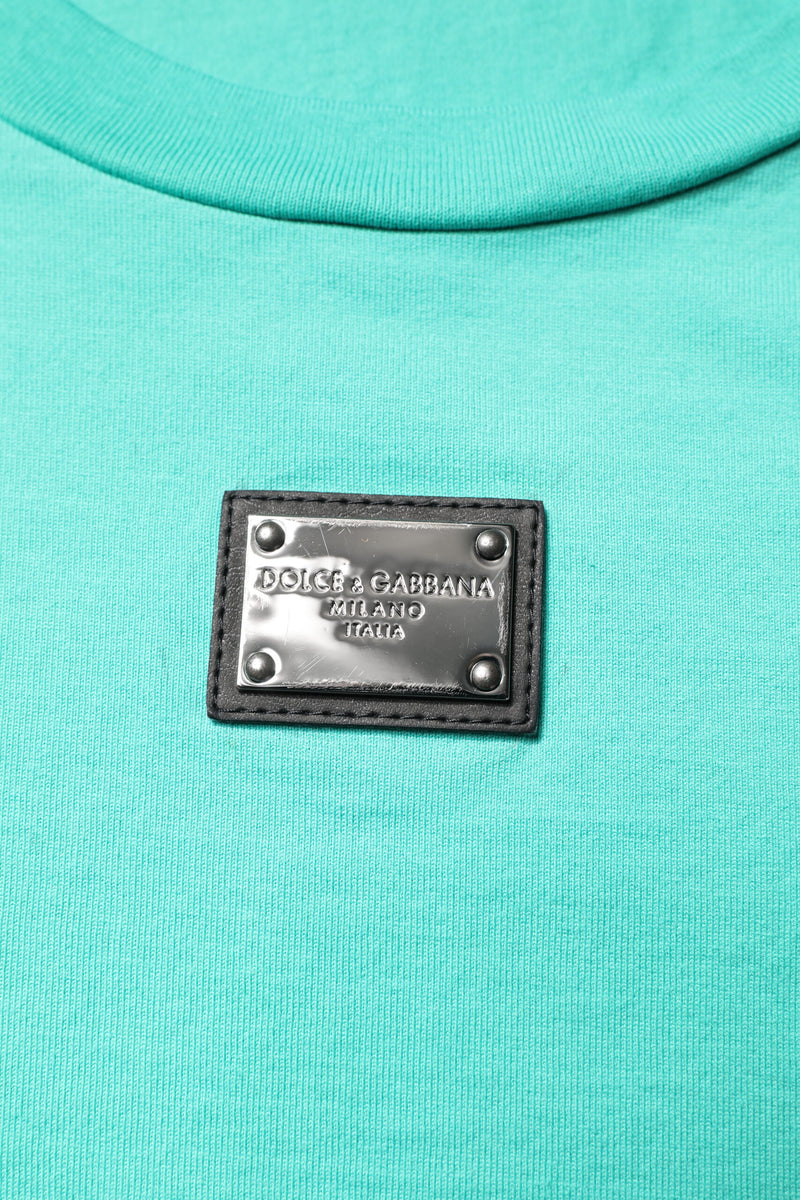 Dolce &amp; Gabbana Groen Mouwloos T-shirt met Logo en Ronde Hals