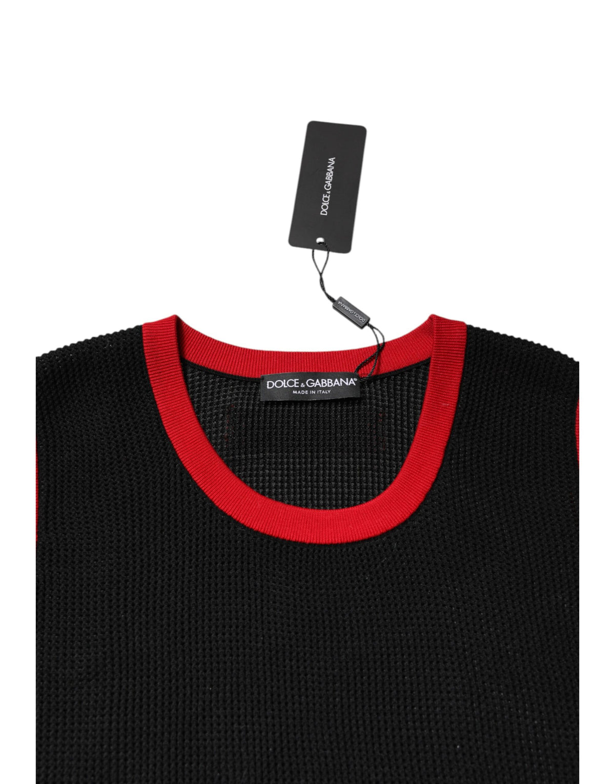 T-shirt noir en coton à col rond et coupe ajustée de Dolce &amp; Gabbana