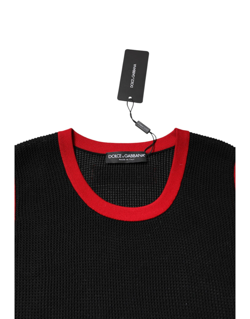 Dolce &amp; Gabbana zwart katoenen T-shirt met ronde hals en smalle pasvorm