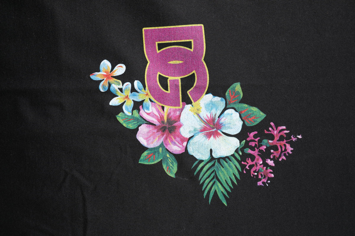 T-shirt à col rond noir à imprimé floral DG de Dolce &amp; Gabbana