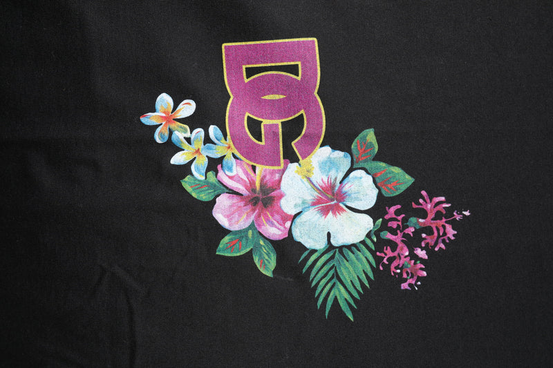 T-shirt à col rond noir à imprimé floral DG de Dolce &amp; Gabbana