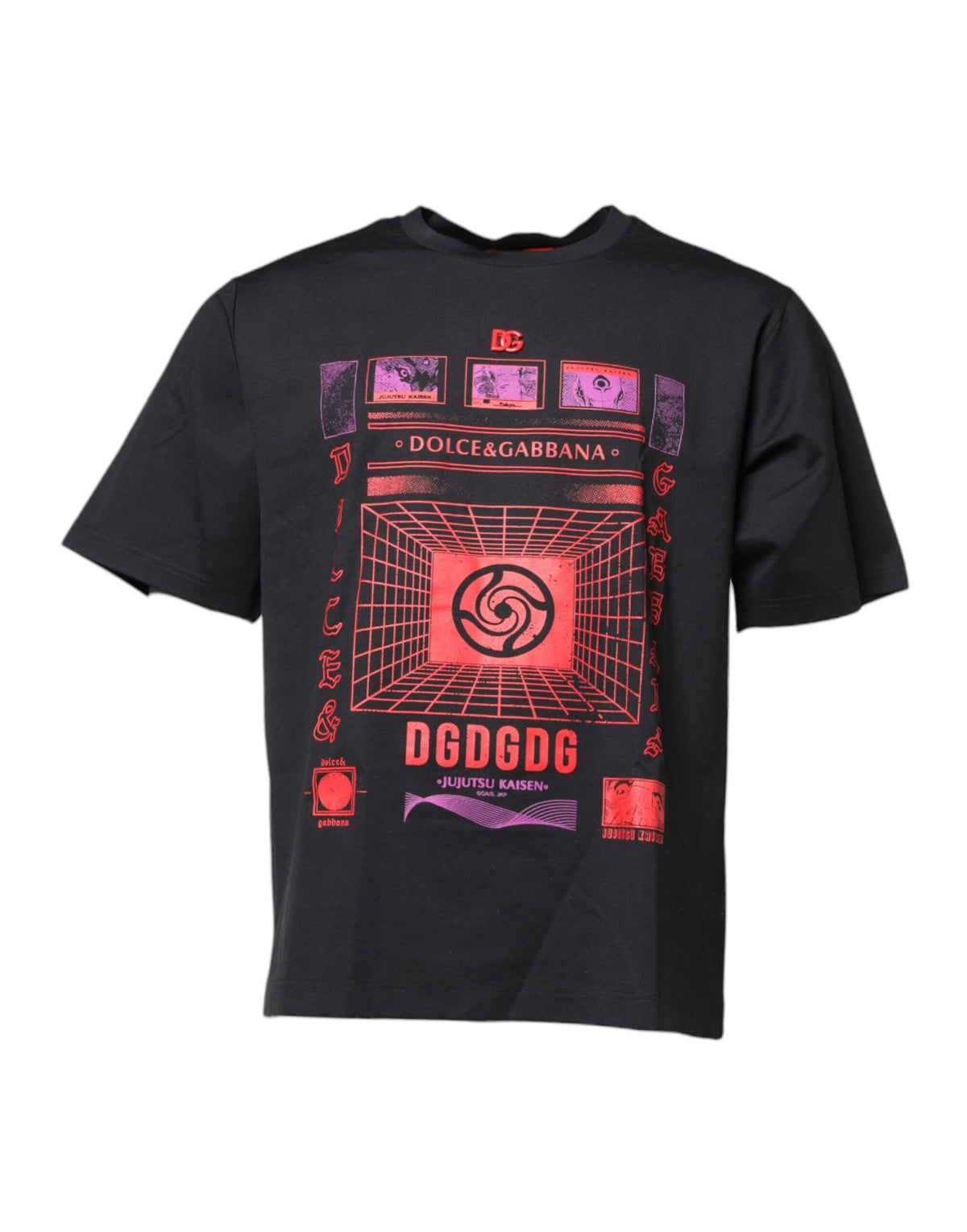 T-shirt à col rond en coton noir avec imprimé graphique de Dolce &amp; Gabbana