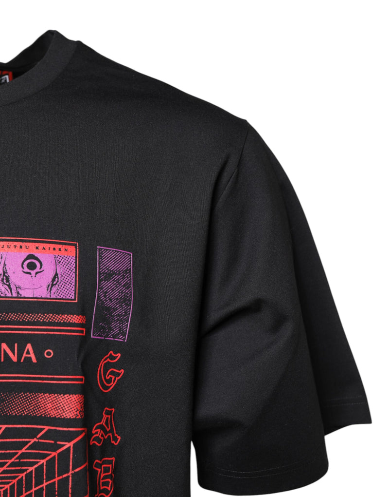 T-shirt à col rond en coton noir avec imprimé graphique de Dolce &amp; Gabbana