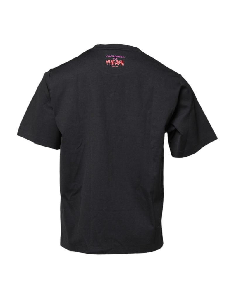 T-shirt à col rond en coton noir avec imprimé graphique de Dolce &amp; Gabbana