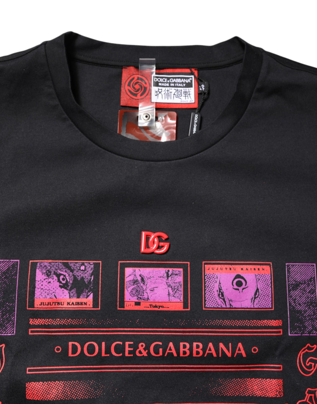 T-shirt à col rond en coton noir avec imprimé graphique de Dolce &amp; Gabbana