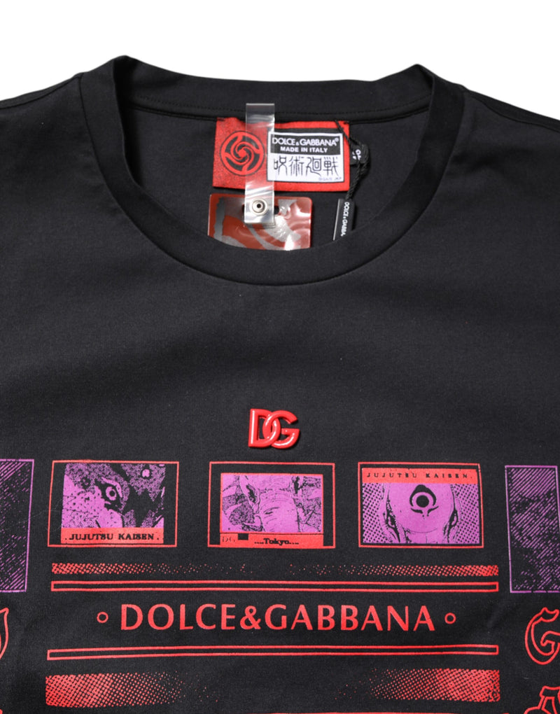 T-shirt à col rond en coton noir avec imprimé graphique de Dolce &amp; Gabbana