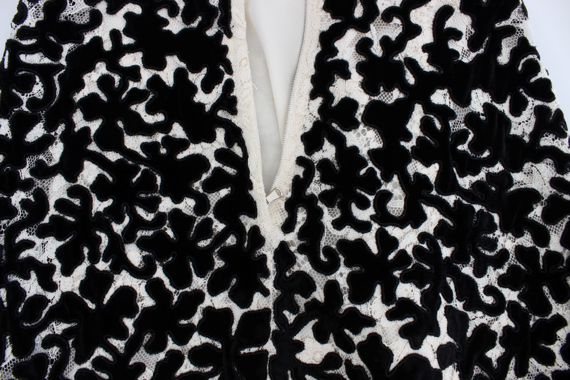 Robe longue maxi à volants en dentelle Ricamo à motifs floraux de Dolce &amp; Gabbana