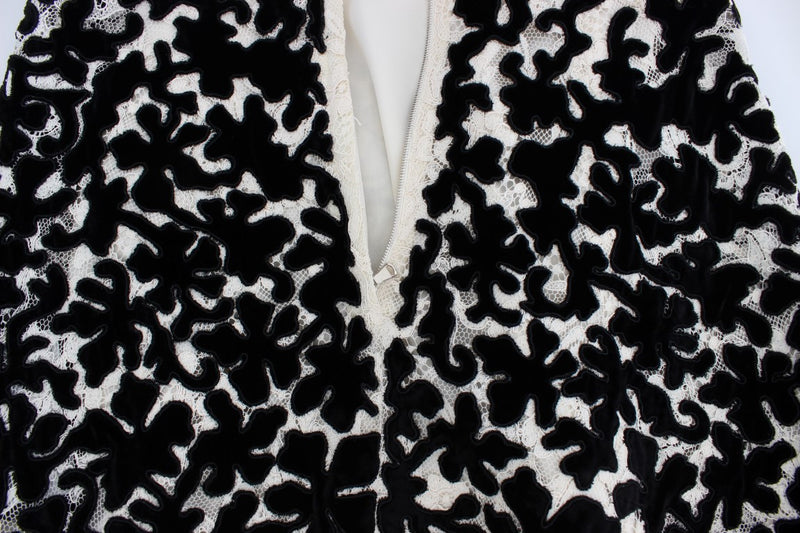 Robe longue maxi à volants en dentelle Ricamo à motifs floraux de Dolce &amp; Gabbana