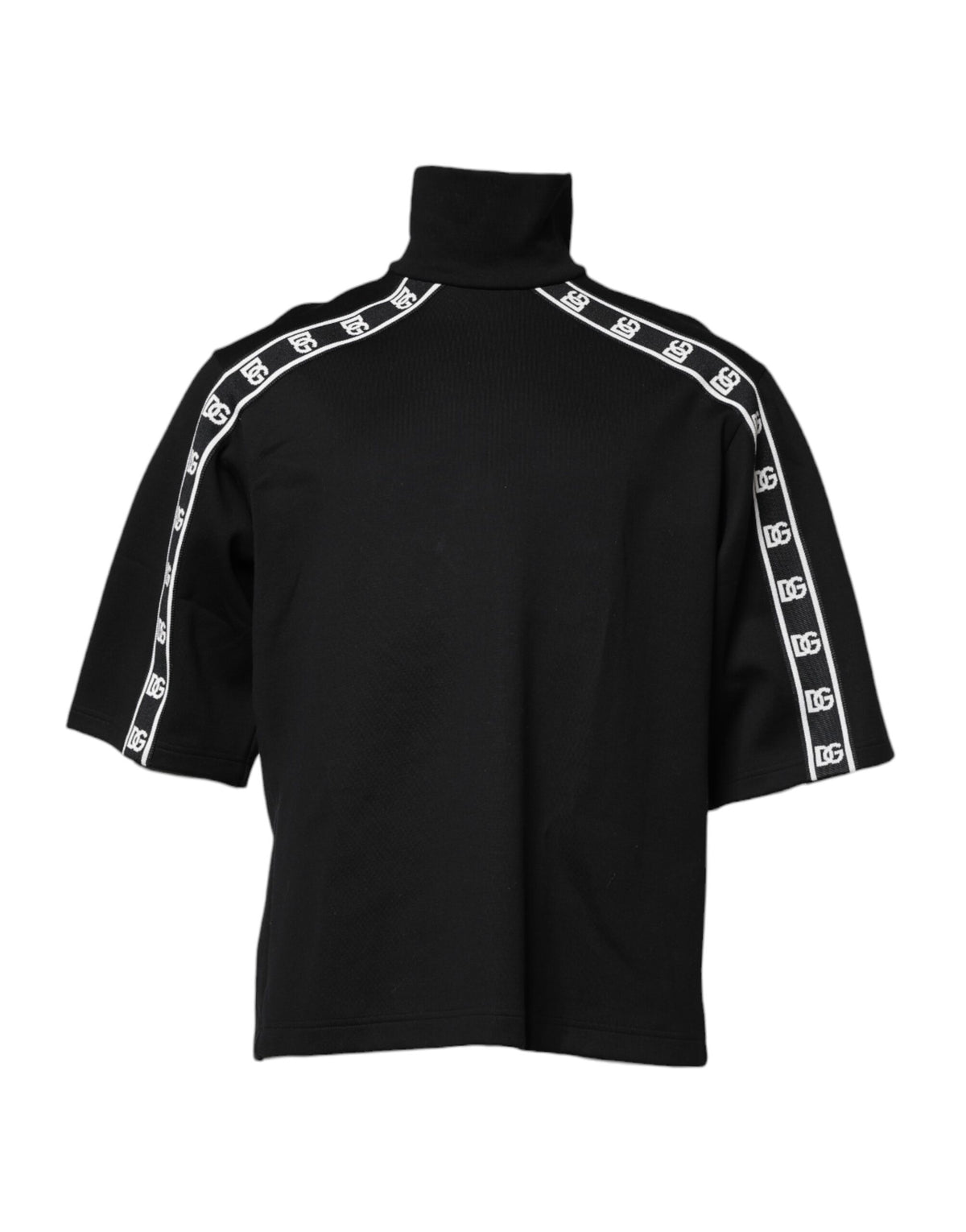 T-shirt à col montant en coton noir avec imprimé DG de Dolce &amp; Gabbana