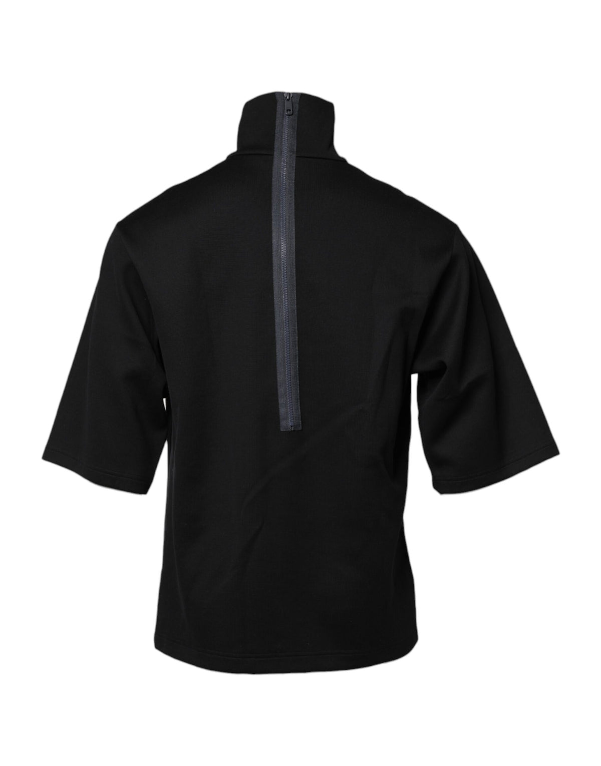 T-shirt à col montant en coton noir avec imprimé DG de Dolce &amp; Gabbana