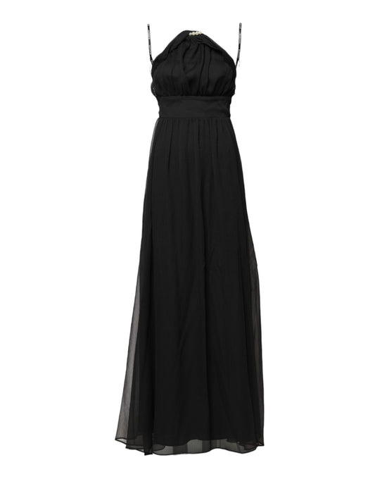 Robe Longue Sans Manches en Tulle Noir avec Perles Marciano by Guess