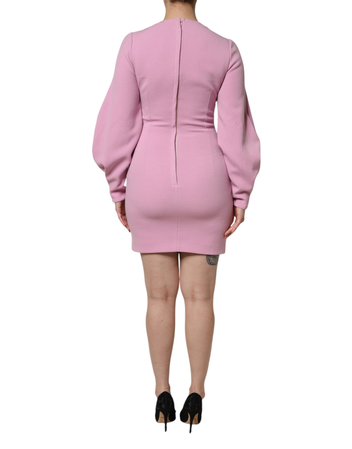 Robe Mini à Manches Longues Rose Dolce & Gabbana