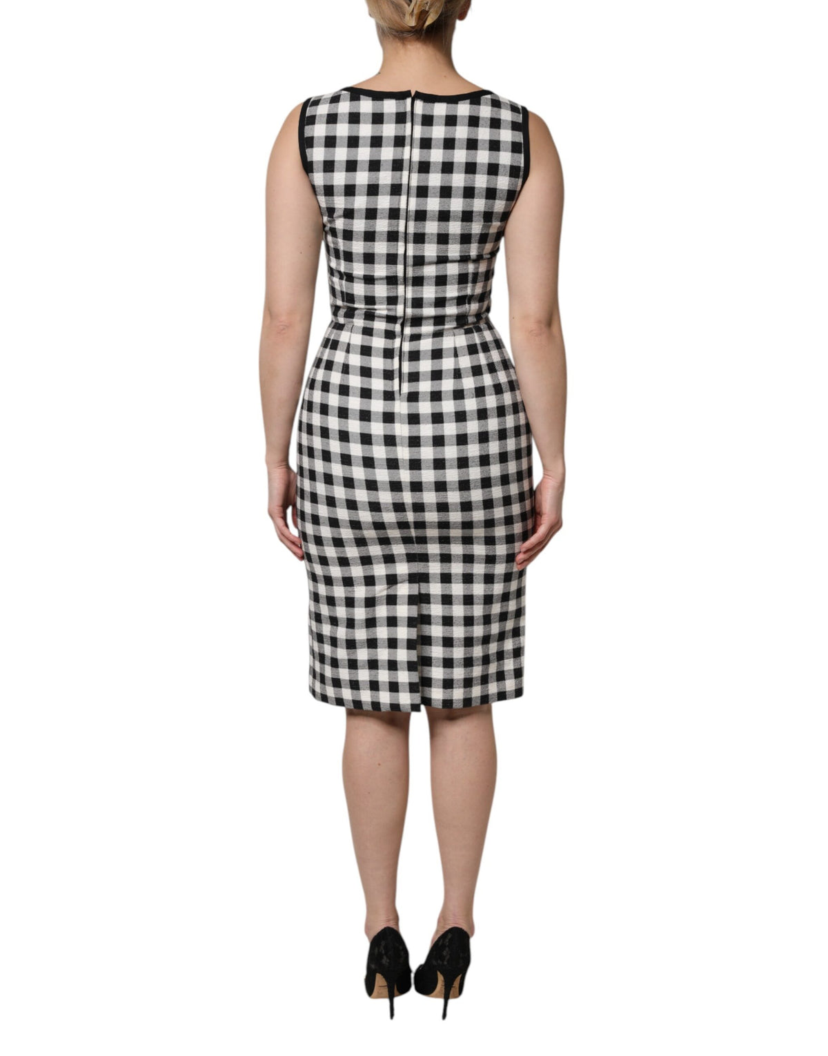 Robe sans manches Dolce & Gabbana à carreaux noir et blanc