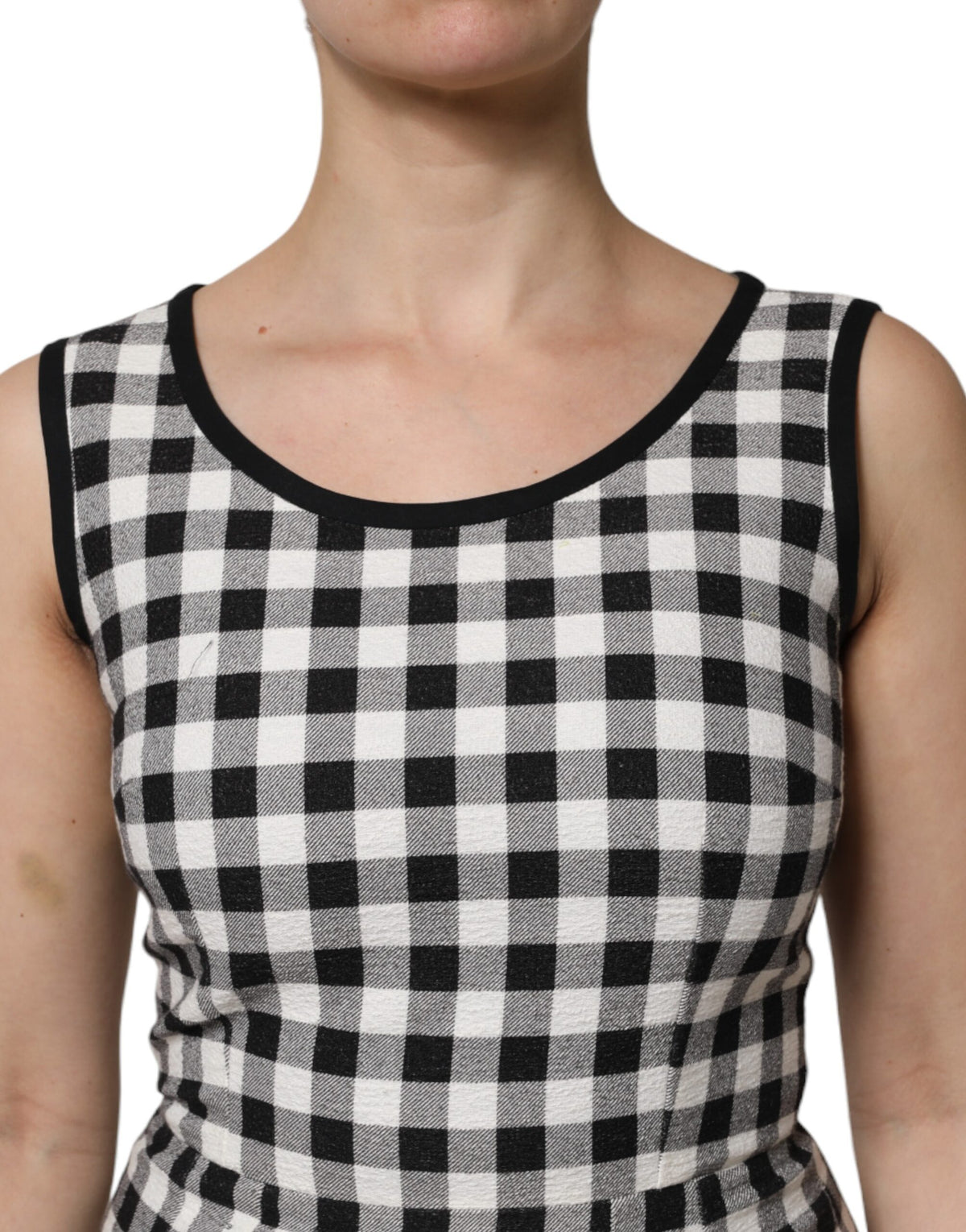 Robe sans manches Dolce & Gabbana à carreaux noir et blanc