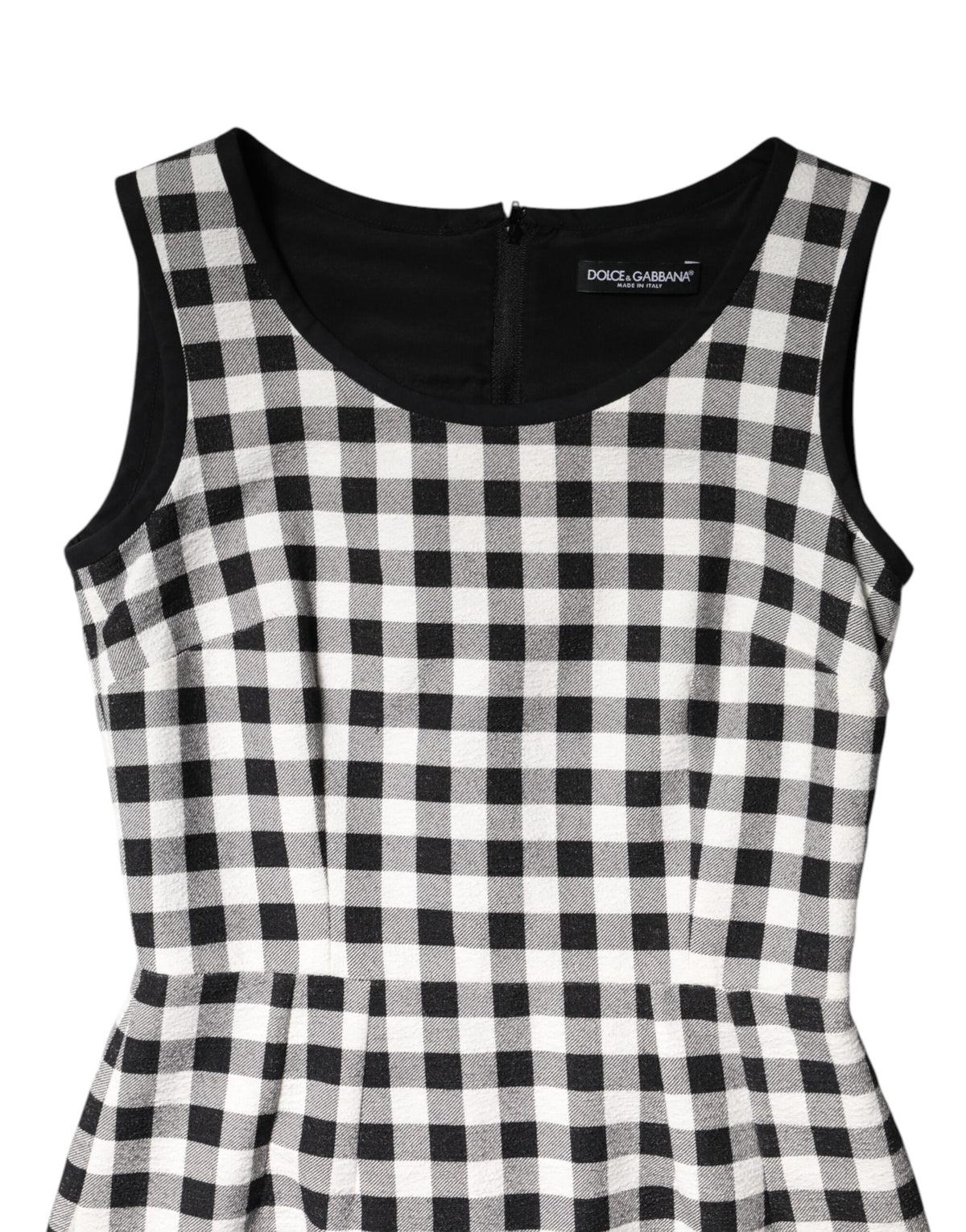 Robe sans manches Dolce & Gabbana à carreaux noir et blanc