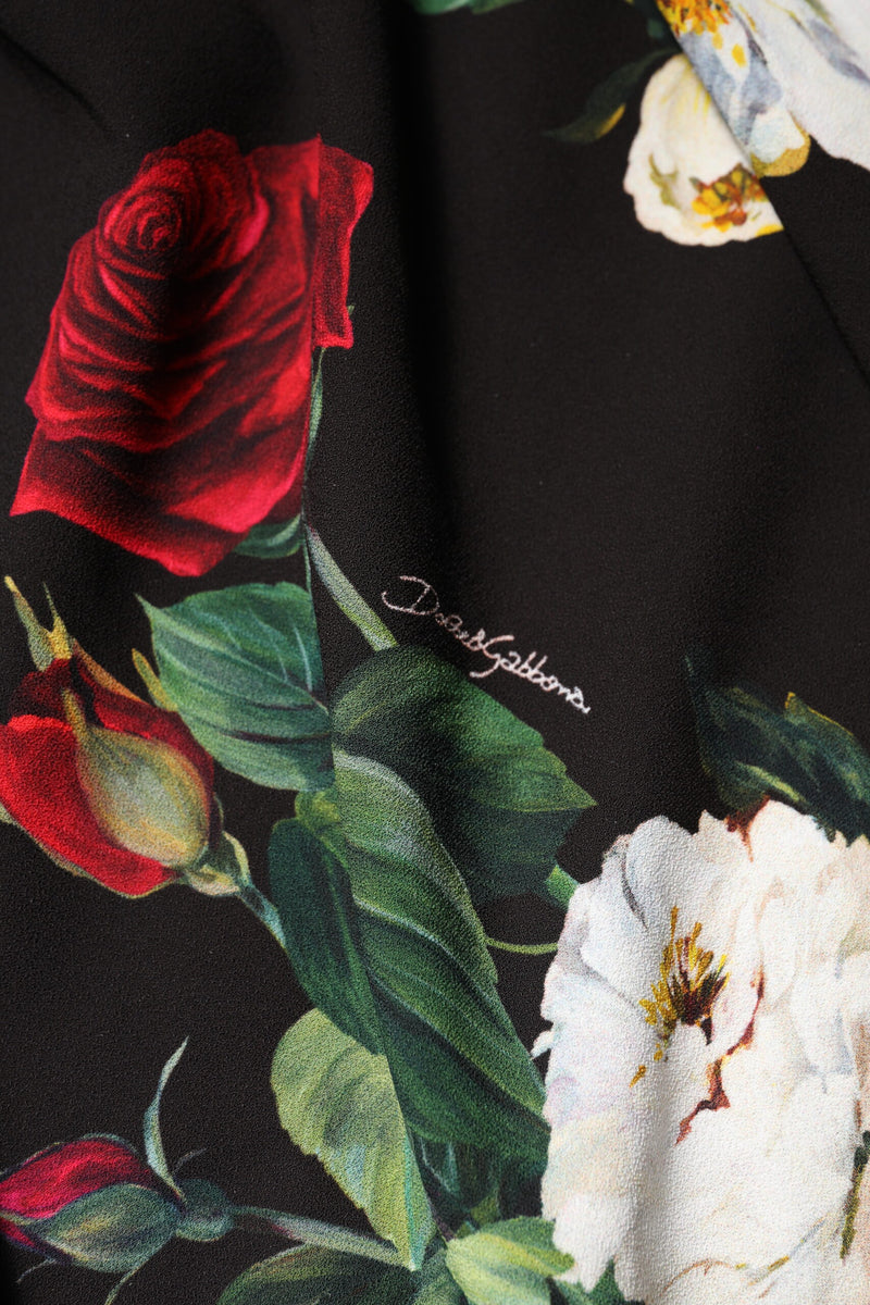 Dolce & Gabbana Black Floral Print Sleeveless Sheath Dress