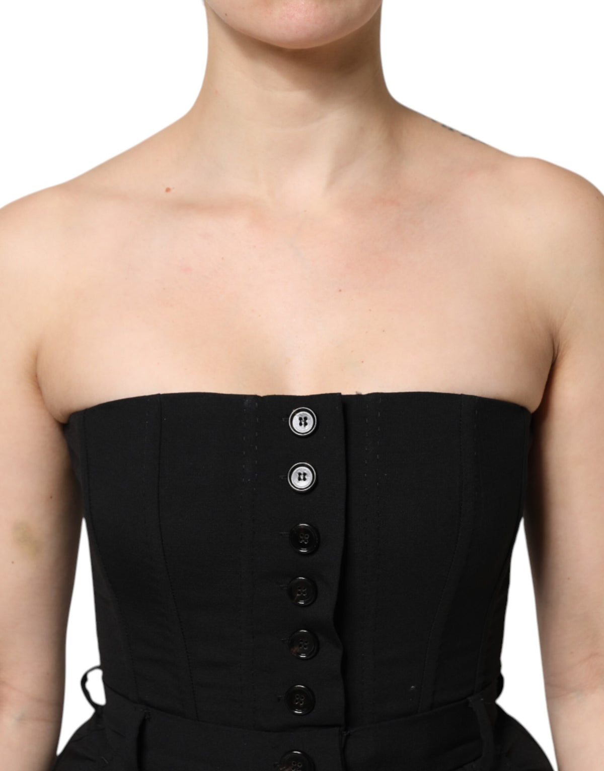 Dolce & Gabbana Black Wool Strapless Jumpsuit Dress
