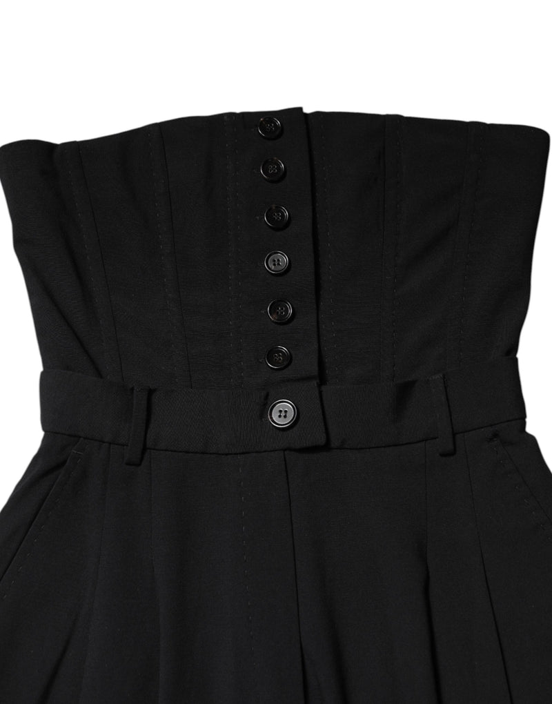 Dolce & Gabbana Black Wool Strapless Jumpsuit Dress
