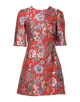 Robe Mini A-line Jacquard Florale Rouge Dolce & Gabbana