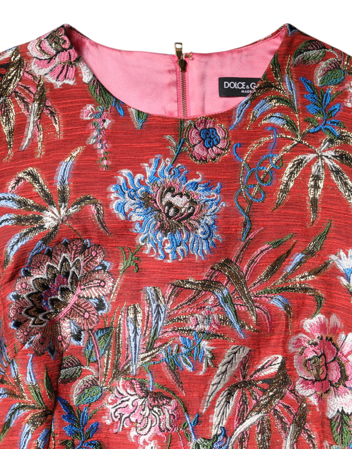 Robe Mini A-line Jacquard Florale Rouge Dolce & Gabbana