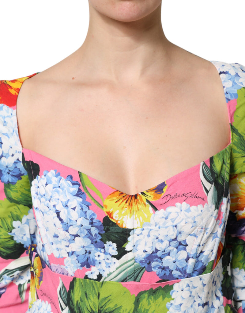 Robe Midi Plissée Multicolore à Fleurs Dolce & Gabbana