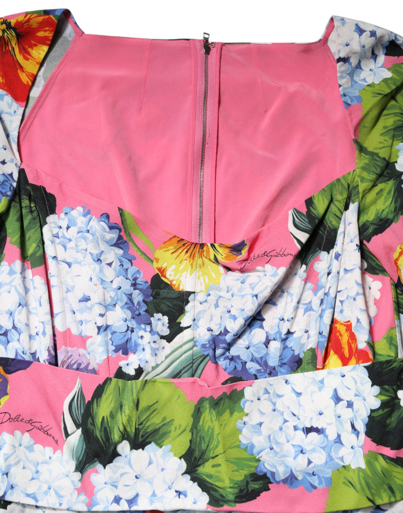 Robe Midi Plissée Multicolore à Fleurs Dolce & Gabbana