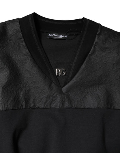 Dolce & Gabbana Black Cotton Short Sleeves V-neck T-shirt
