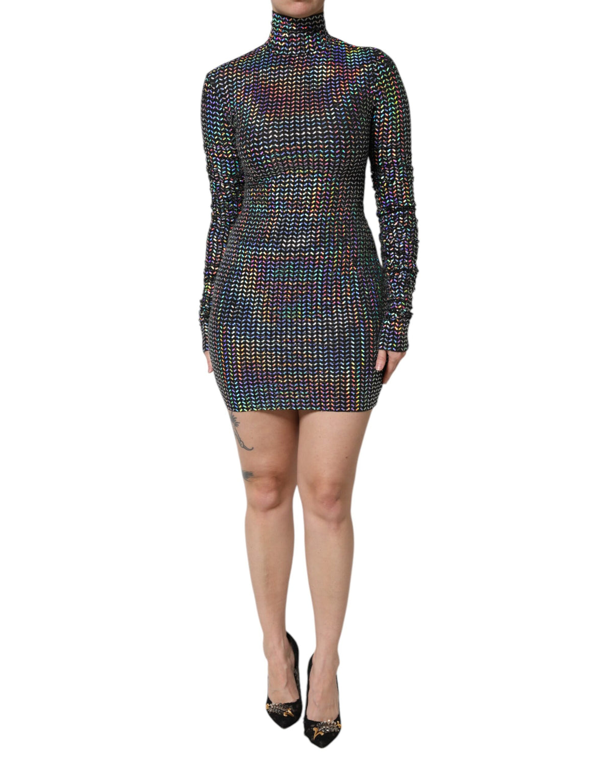 Robe Mini Bodycon Noir Embellie Dolce & Gabbana