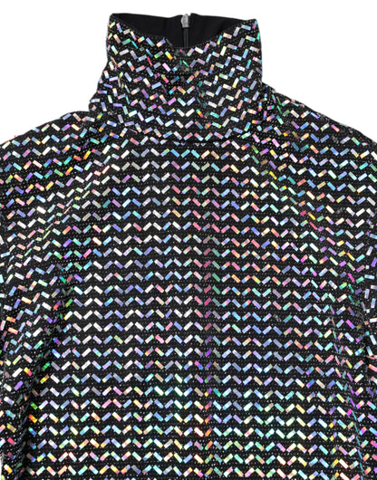 Dolce & Gabbana Black Embellished Nylon Bodycon Mini Dress