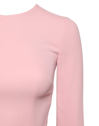 Dolce & Gabbana Pink Viscose 3/4 Sleeves Sheath Midi Dress