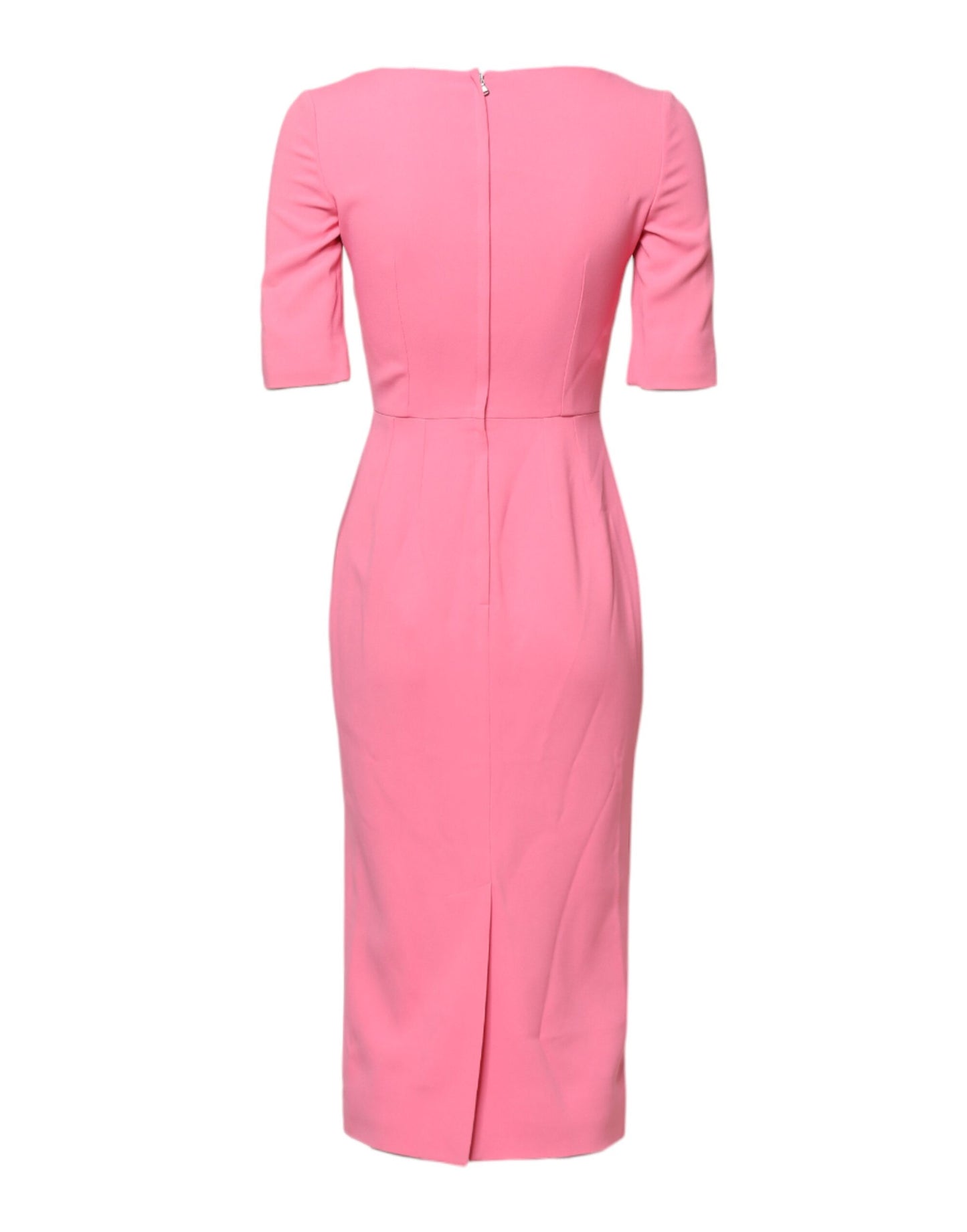 Dolce & Gabbana Pink Viscose Short Sleeve Sheath Midi Dress