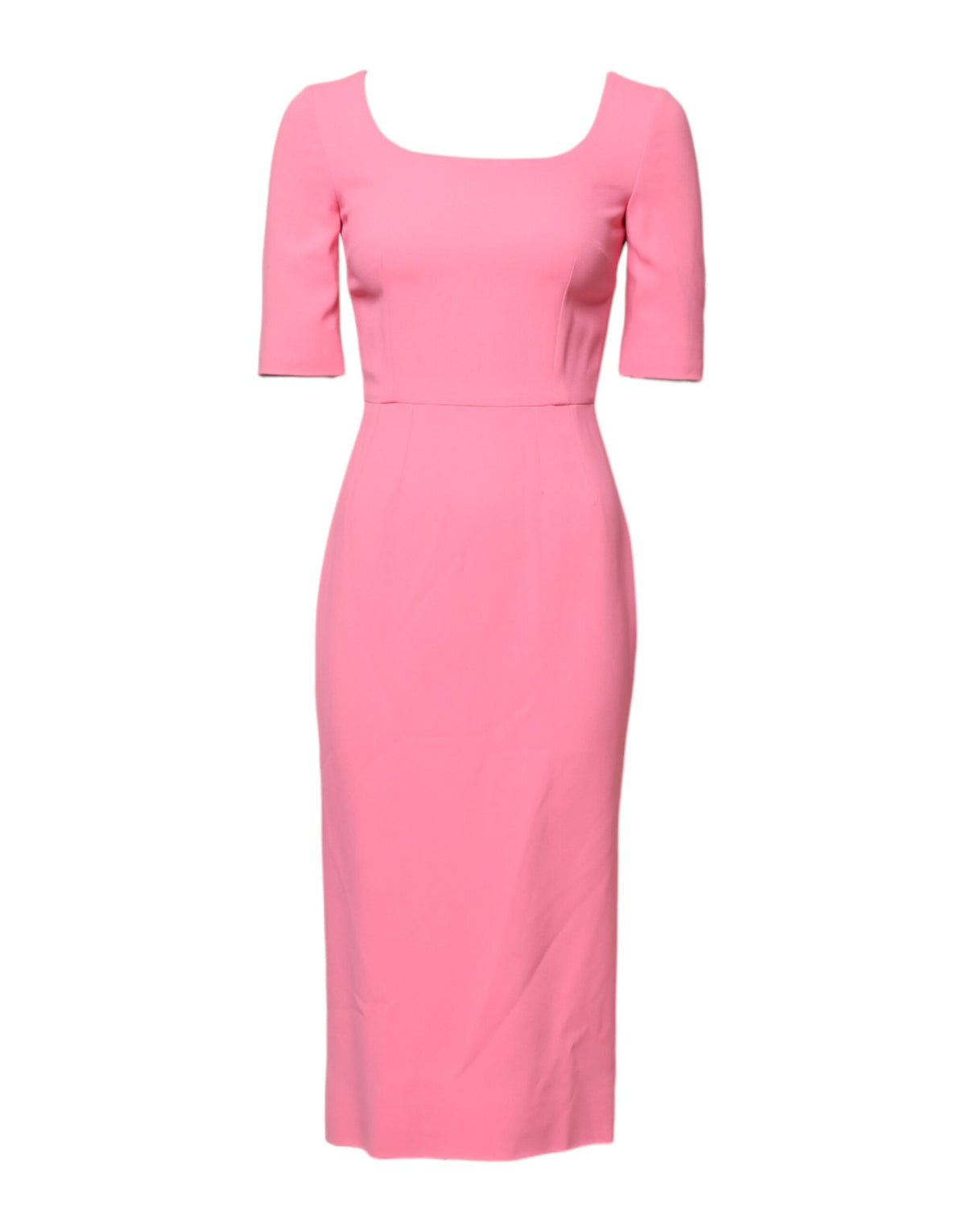 Robe Midi Sheath à Manches Courtes en Viscose Rose Dolce & Gabbana