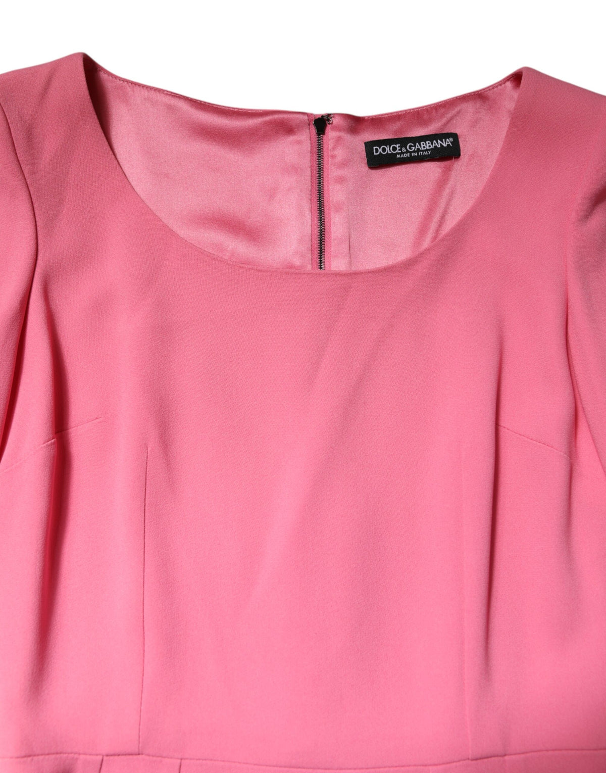 Robe Midi Sheath à Manches Courtes en Viscose Rose Dolce & Gabbana