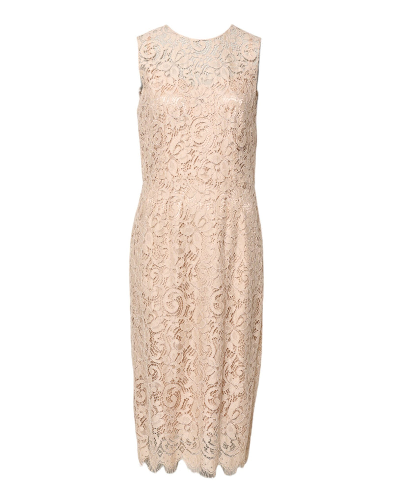 Robe sans manches Dolce & Gabbana en dentelle florale beige