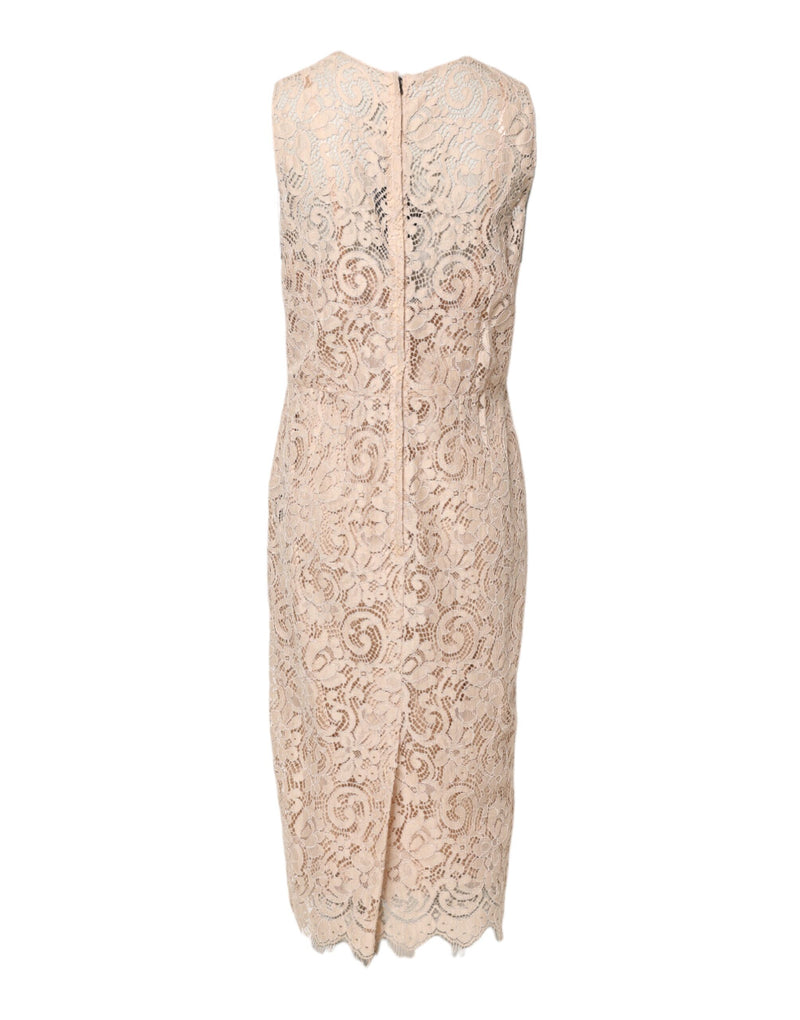 Robe sans manches Dolce & Gabbana en dentelle florale beige