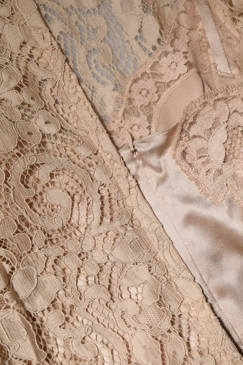 Robe sans manches Dolce & Gabbana en dentelle florale beige