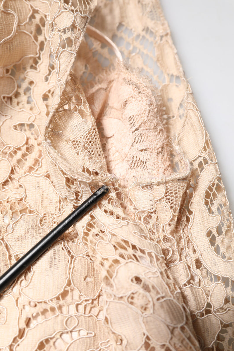 Robe sans manches Dolce & Gabbana en dentelle florale beige