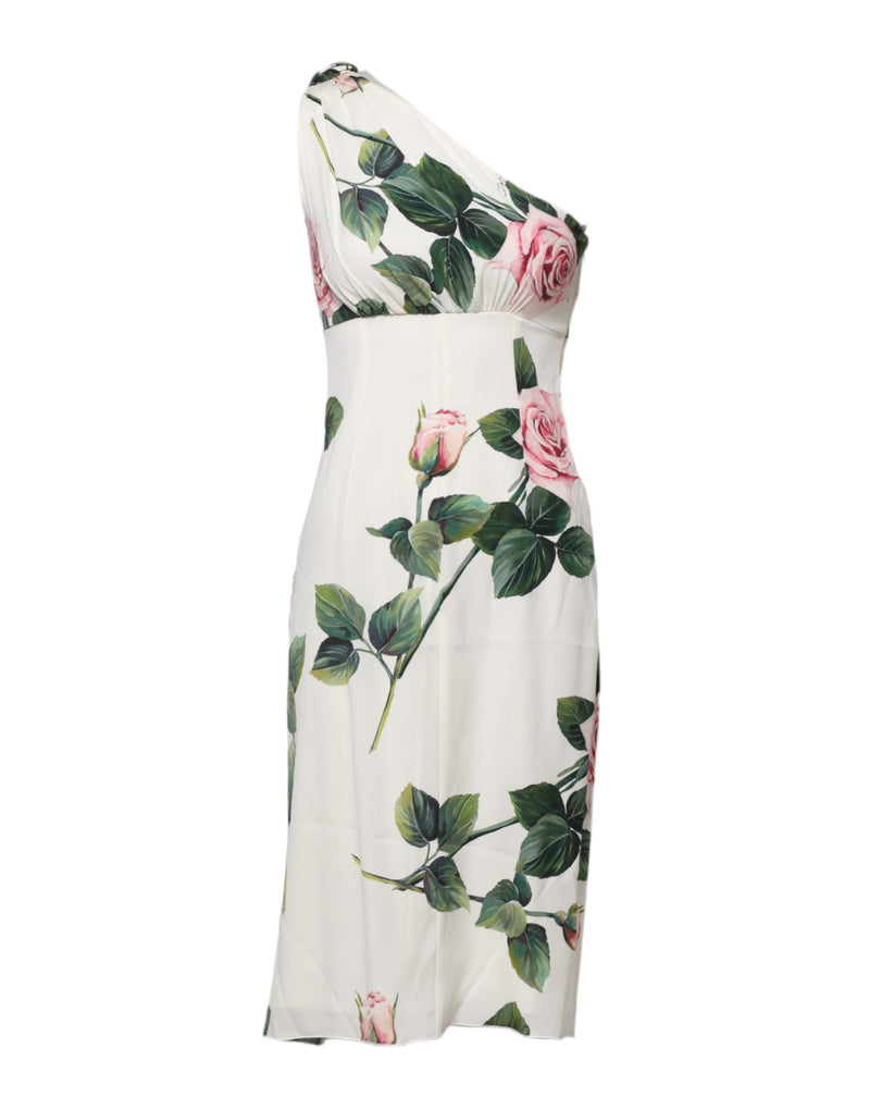 Robe Midi Sheath Blanche à Fleurs Dolce & Gabbana