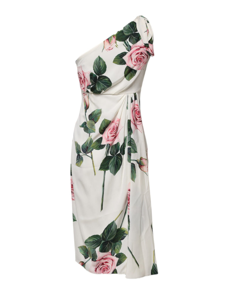 Robe Midi Sheath Blanche à Fleurs Dolce & Gabbana