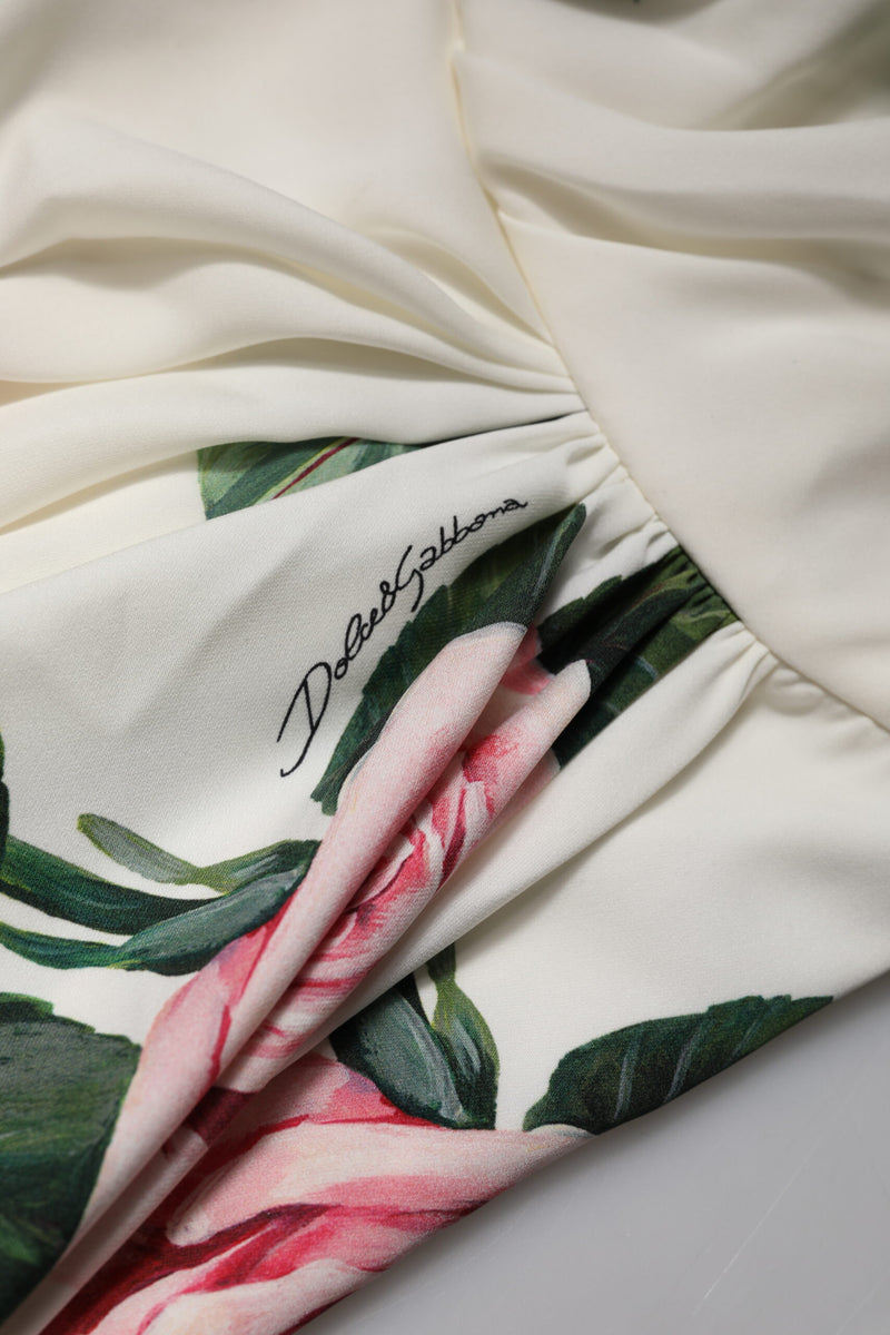 Robe Midi Sheath Blanche à Fleurs Dolce & Gabbana
