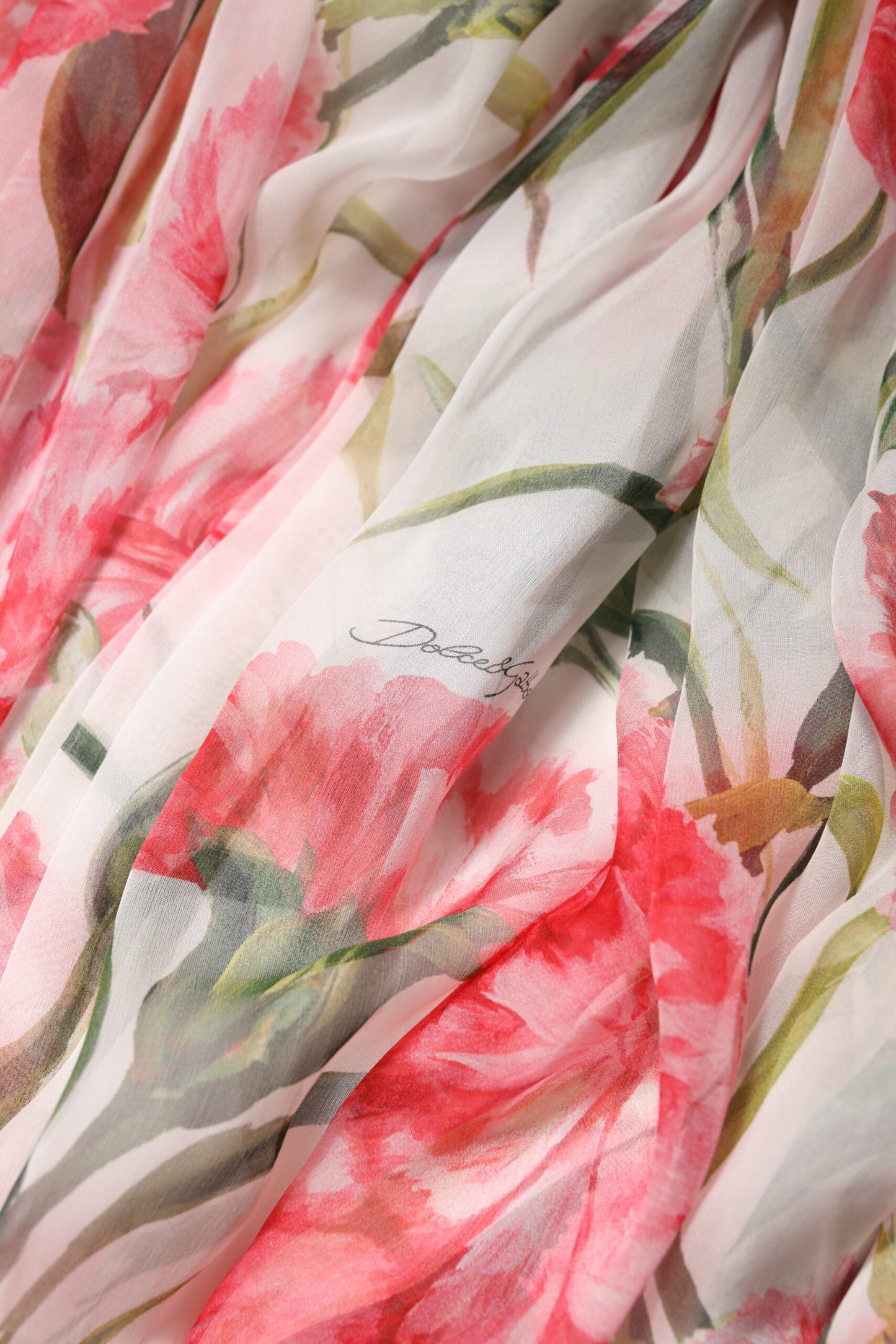 Dolce & Gabbana White Floral Silk Halter A-line Maxi Dress